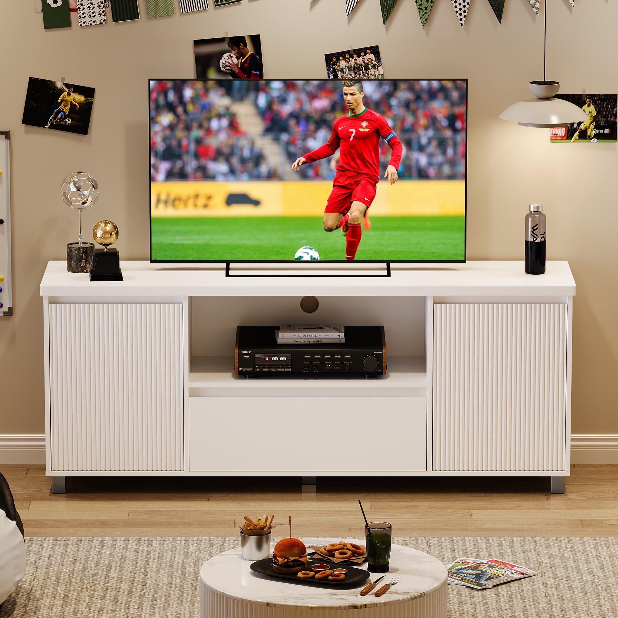 63" Fluted TV Stand with Storage