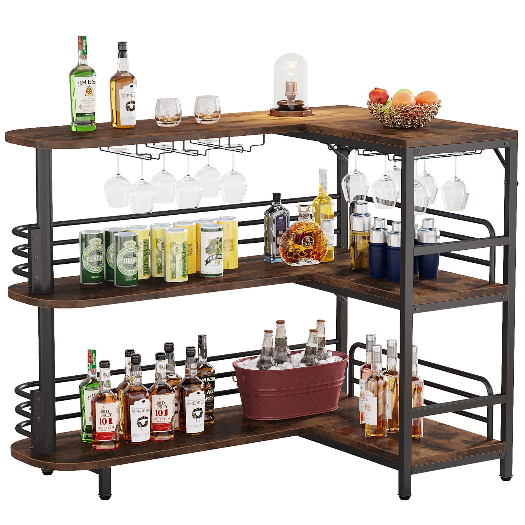 L-Shaped Home Bar Unit with Wine Storage