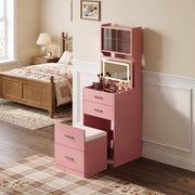 Pink Vanity Desk with LED Mirror