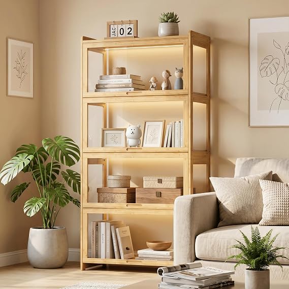 Bamboo Acrylic Display Cabinet