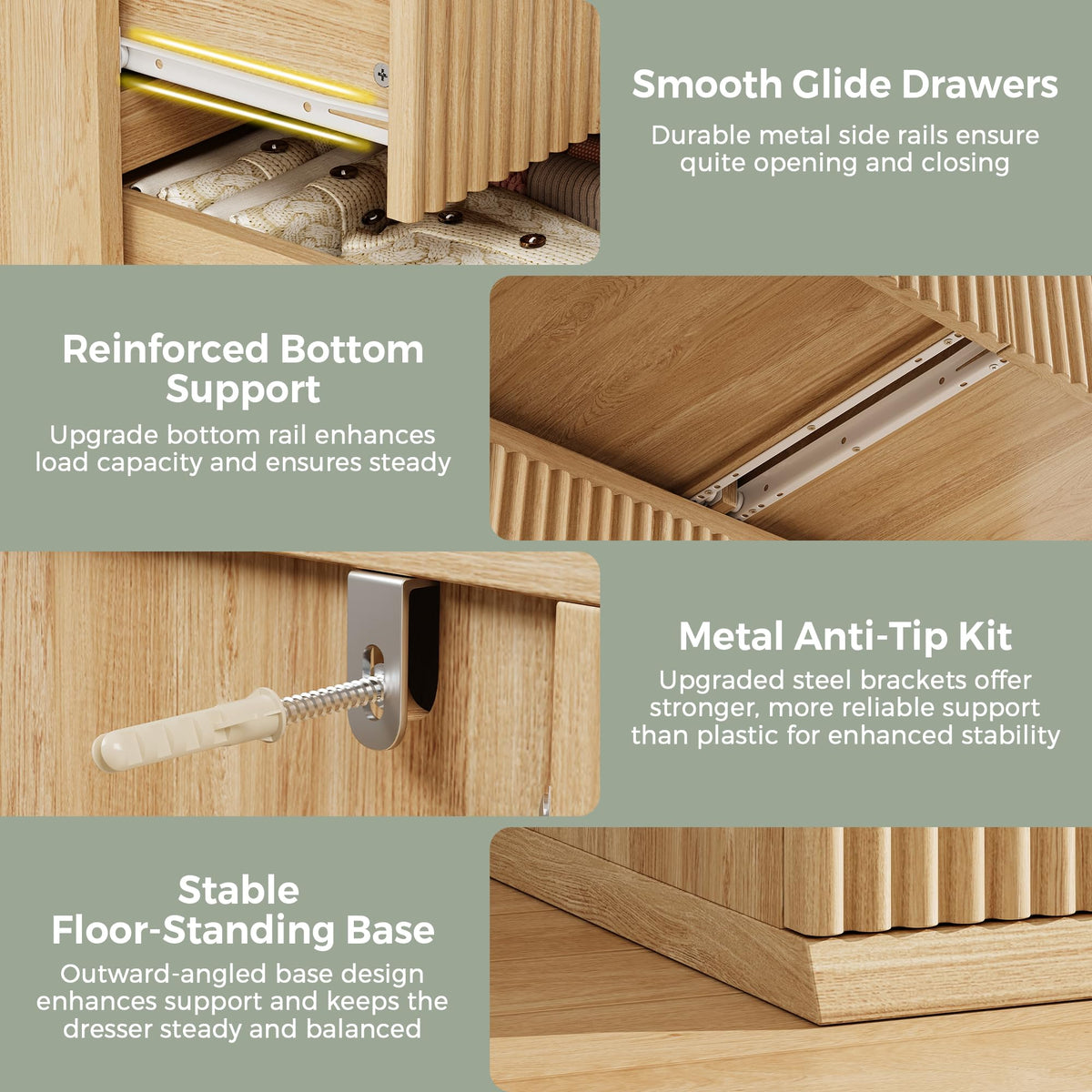 6-Drawer Fluted Dresser