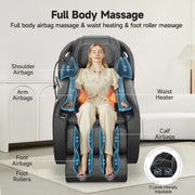 Real Relax Massage Chair Full Body with Unique Phone Controller, Zero Gravity 3D SL-Track Recliner with APP Control, Child Lock,Pause Button, Favor-06, Black