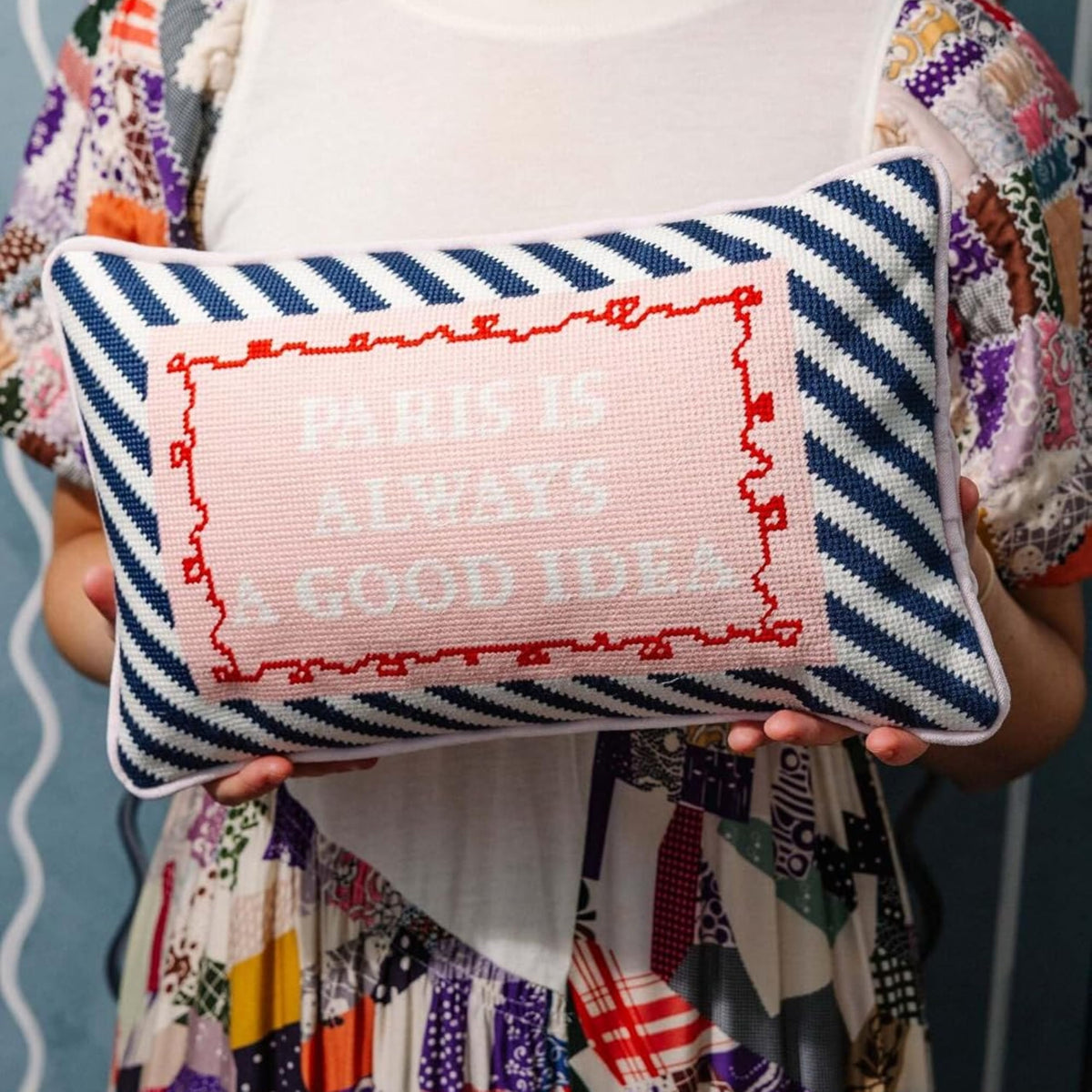 FURBISH Paris is Always a Good Idea Needlepoint Pillow, 9" x 15"