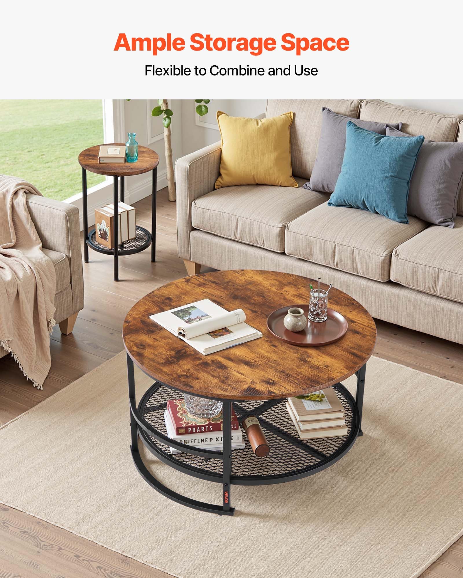 3-Piece Coffee Table Set with 2 End Tables