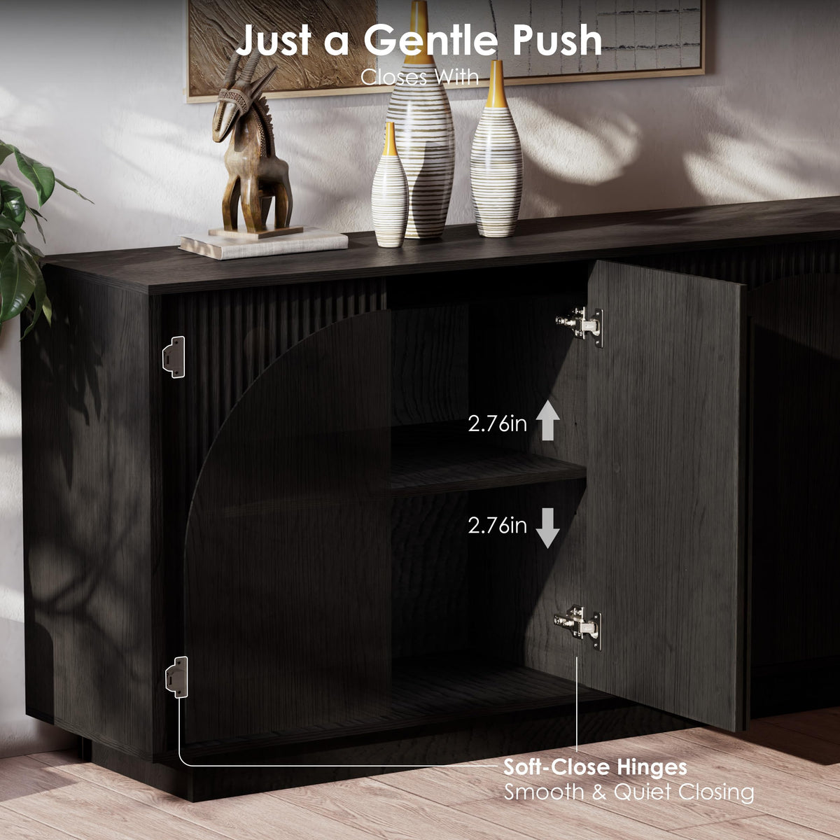 Black Fluted Sideboard with Arched Doors