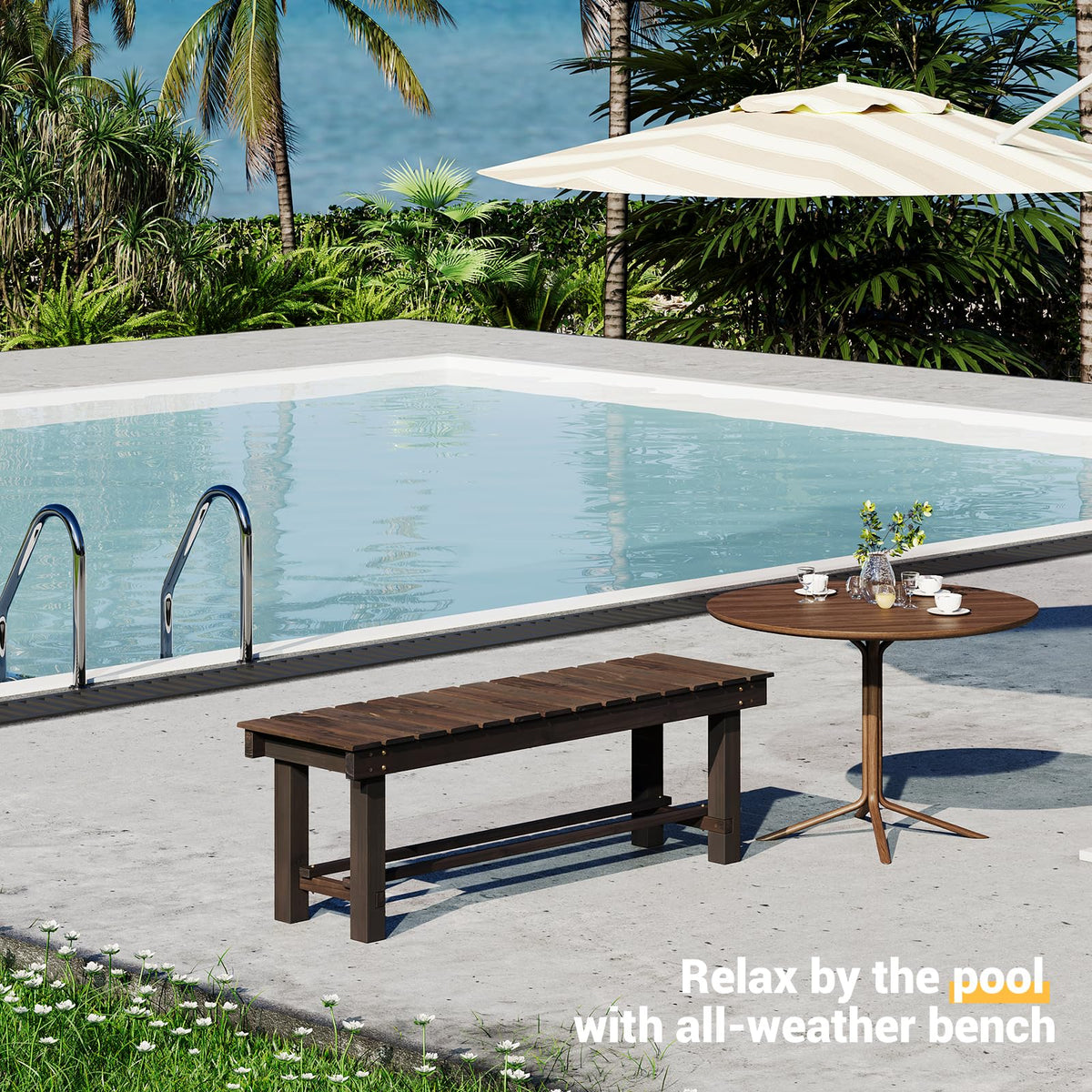 Solid Fir Wood Outdoor Bench