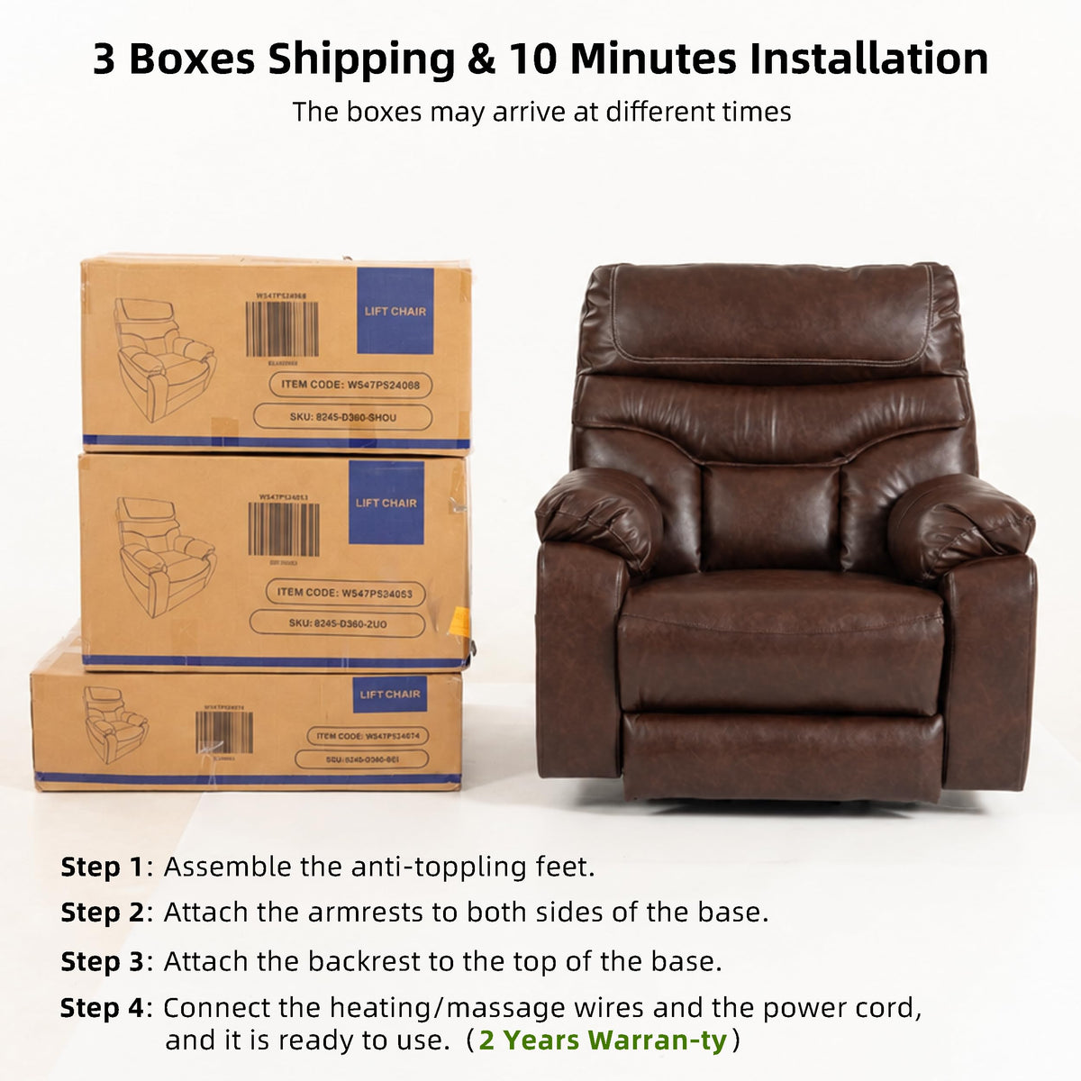 400LBS Oversized Power Lift Recliner with Extended Footrest For Big/Tall