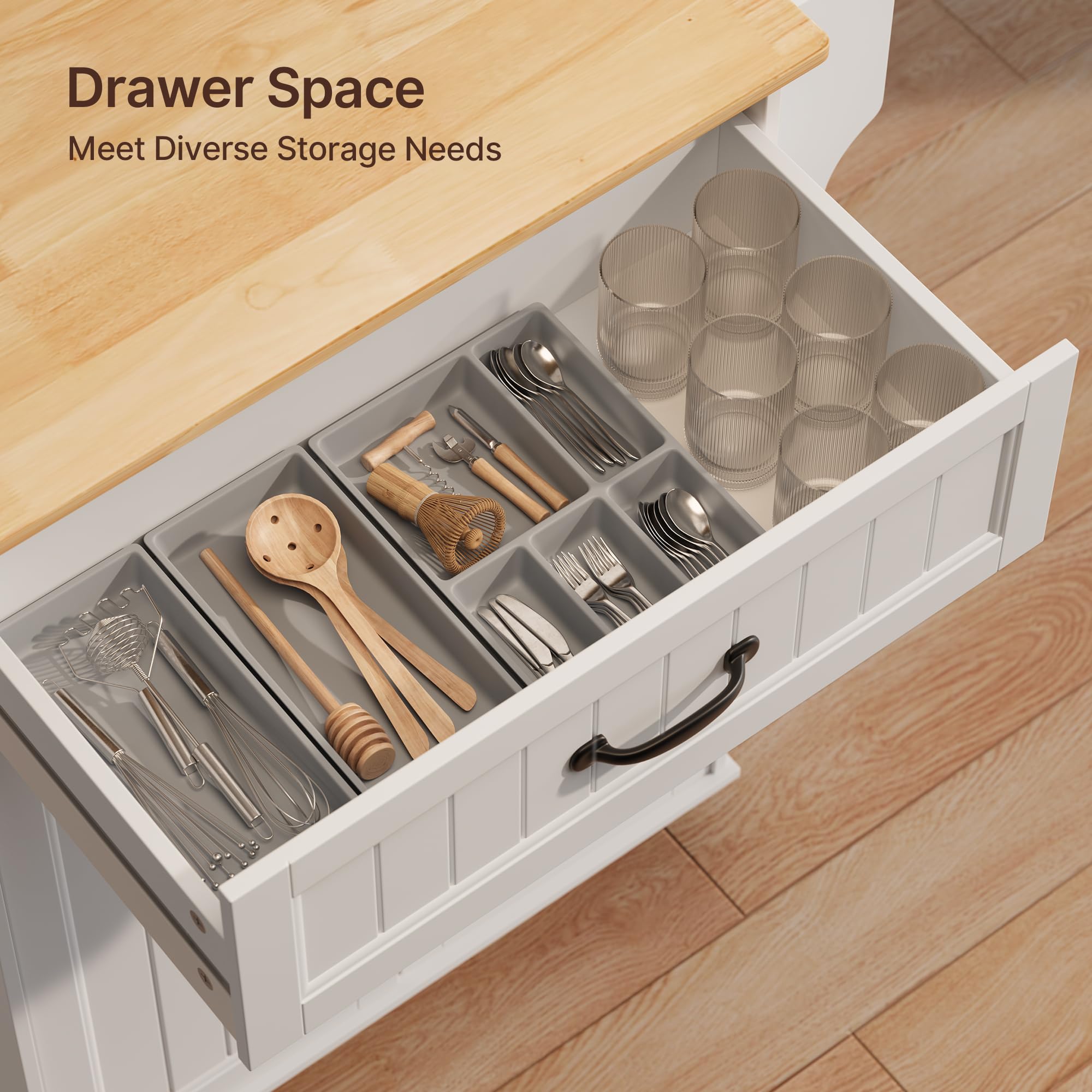 Kitchen Island Cart with Adjustable Shelf