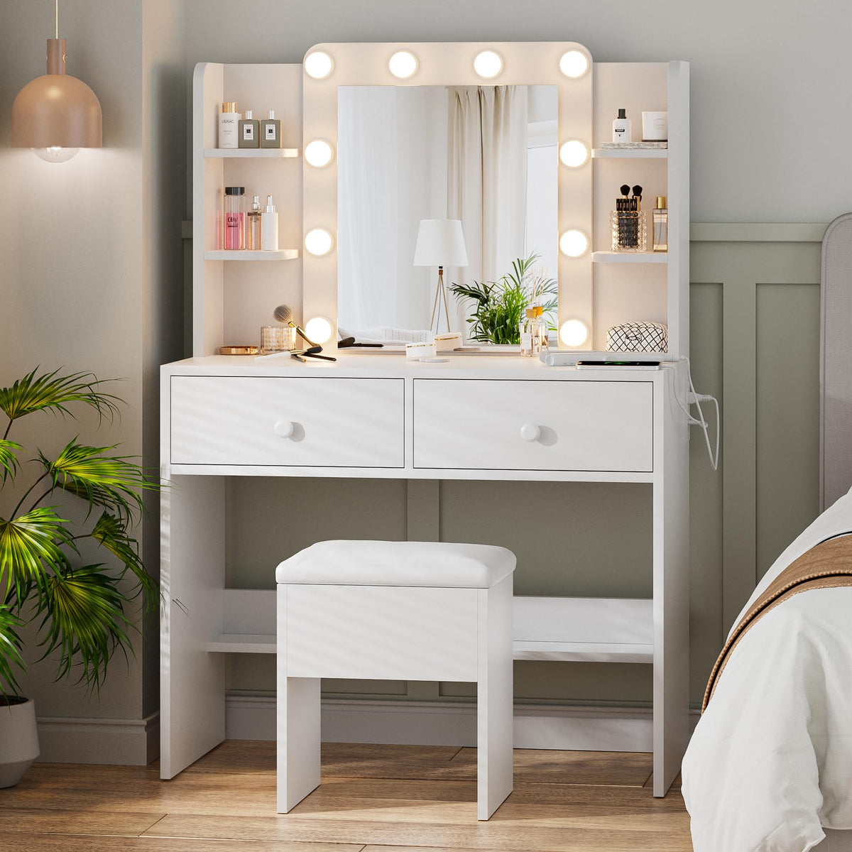 Makeup Vanity with Lighted Mirror