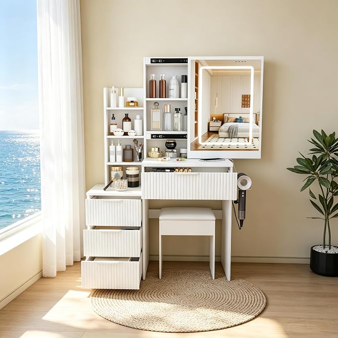 Makeup Vanity Desk with LED Lighted Mirror