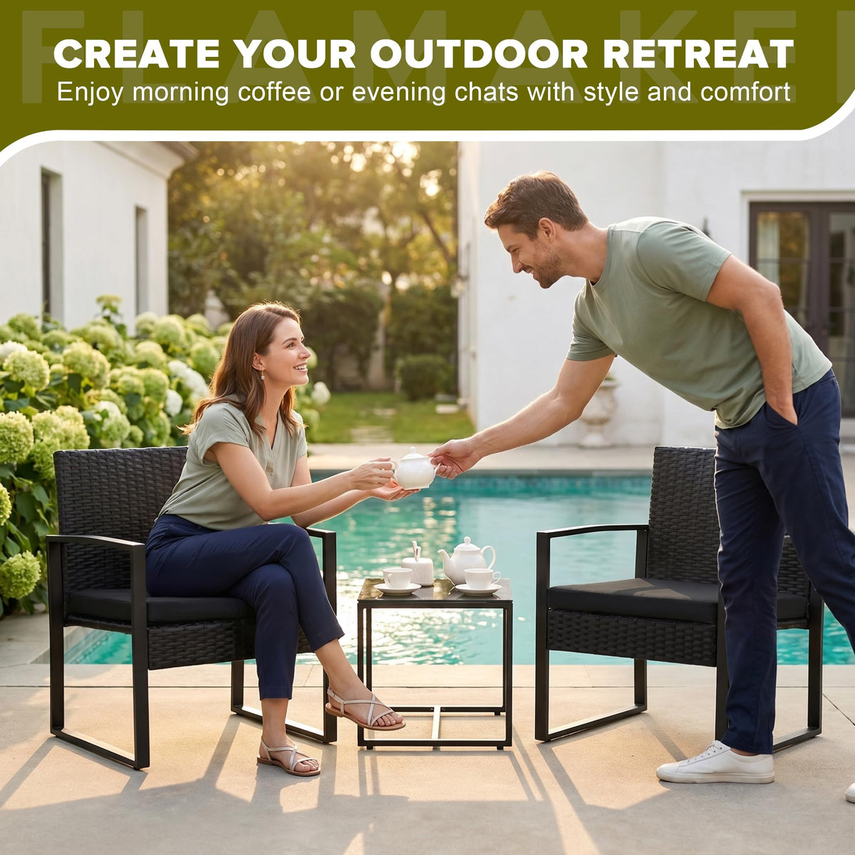 3-Piece Wicker Patio Bistro Set