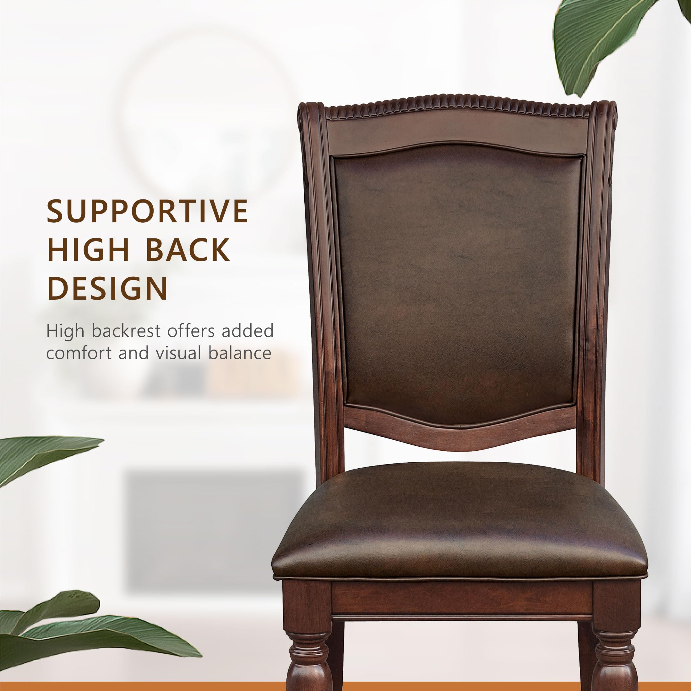 Traditional Dining Chairs, Set of 2 – Cherry Finish