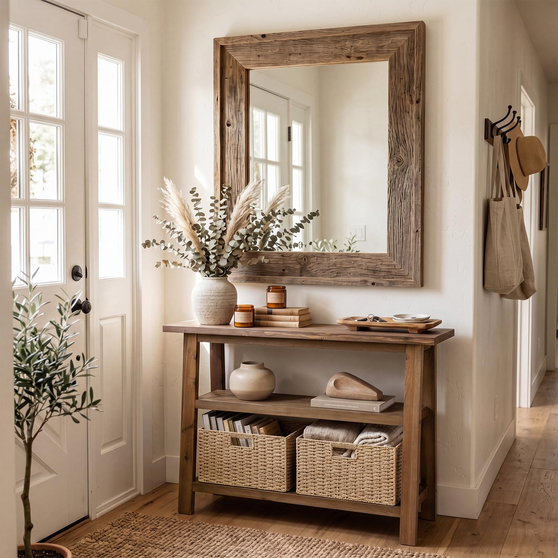 LITTLE TREE Solid Wood Console Table with Storage for Entryway, 41.34-Inch Small Farmhouse Sofa Table with 2-Tier Shelf for Living Room, Hallway, Entrance, Rustic Brown