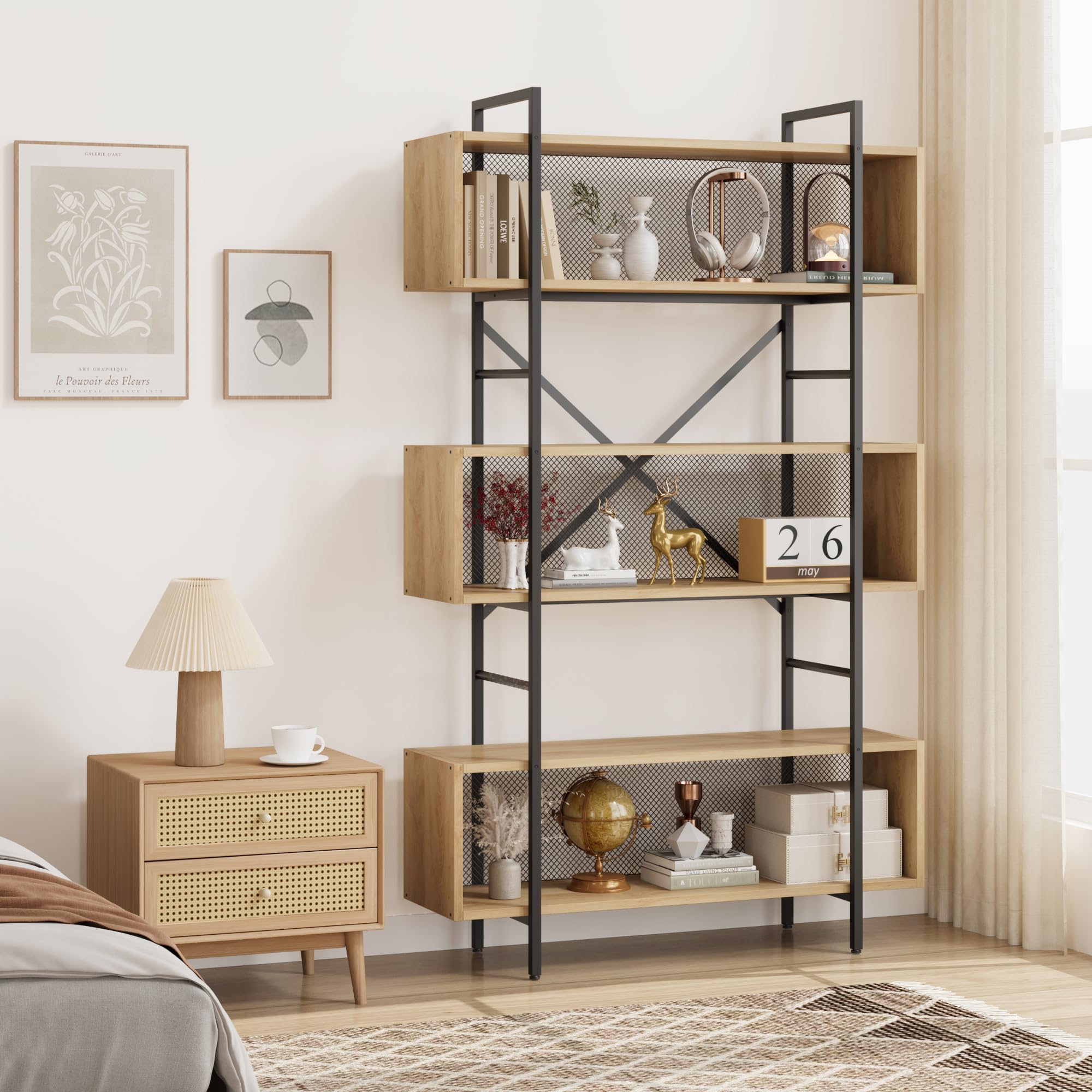6-Tier Industrial Bookshelf, 71.3" Tall