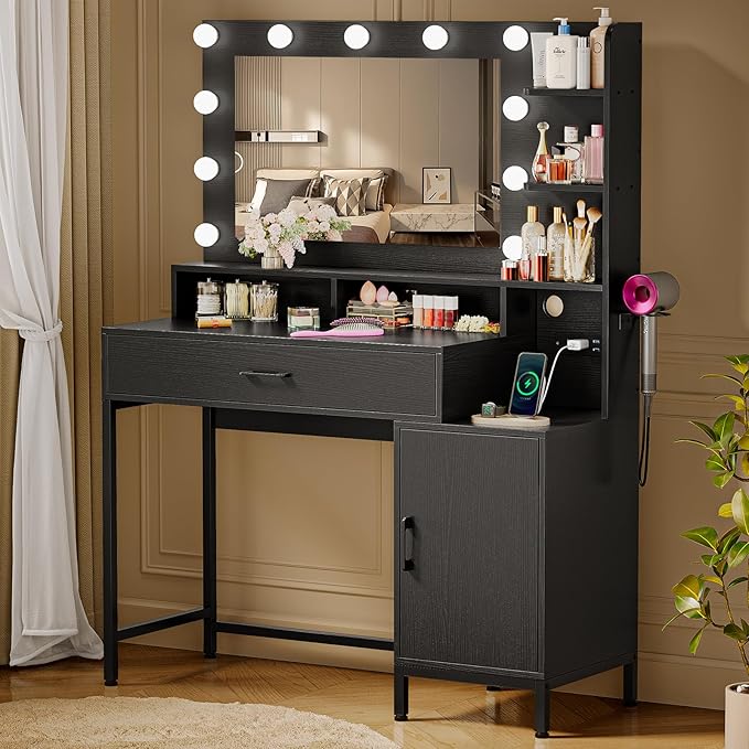 Vanity Desk with Mirror and Lights