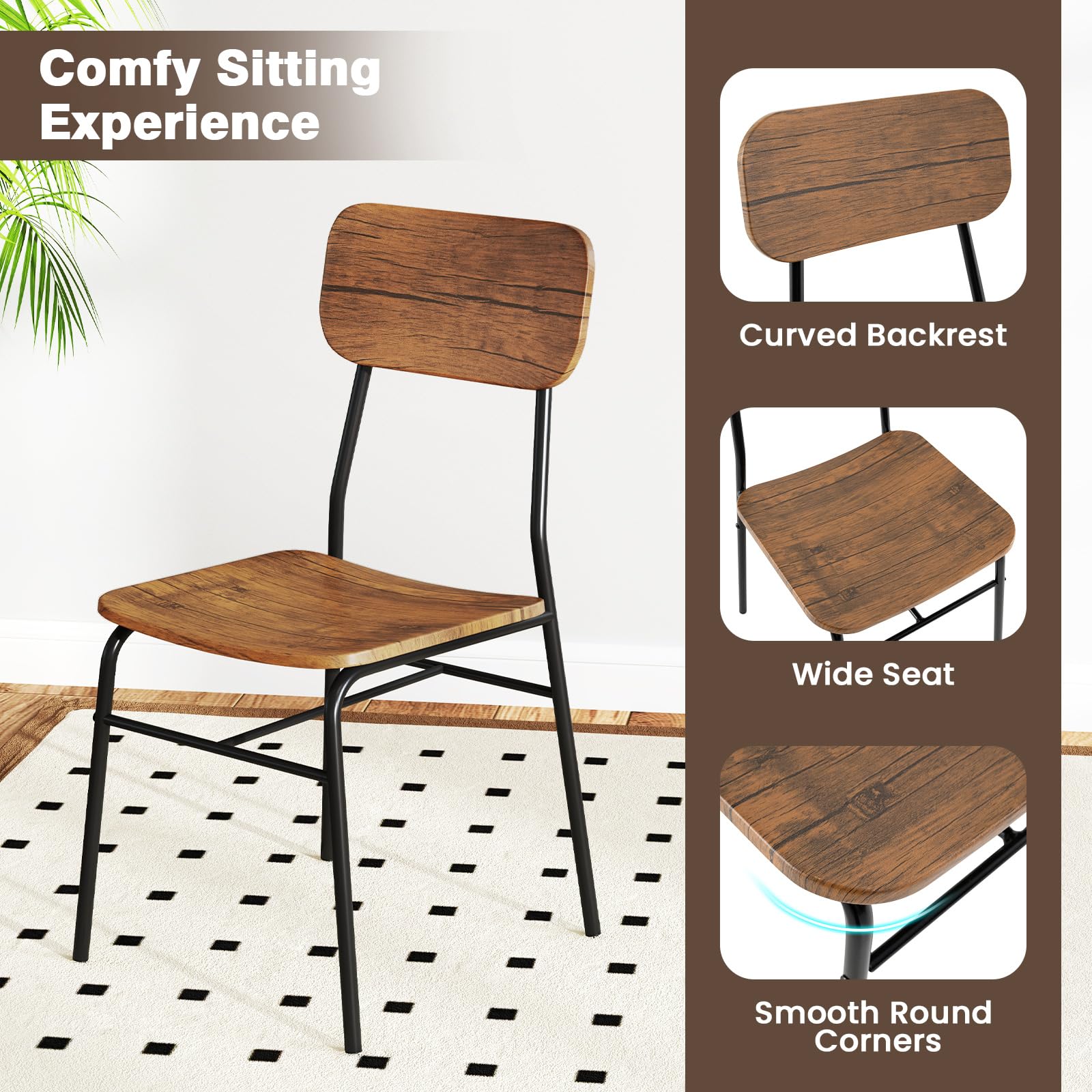5-Piece Dining Table Set with Storage Rack