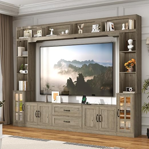 106" Wall Unit TV Stand with Bookshelves