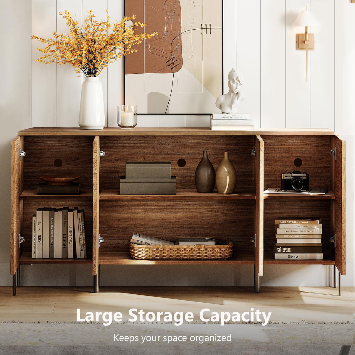 Fluted Buffet Cabinet with 4 Doors