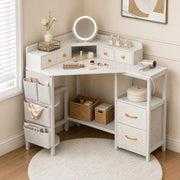 Corner Vanity Desk with Charging Station