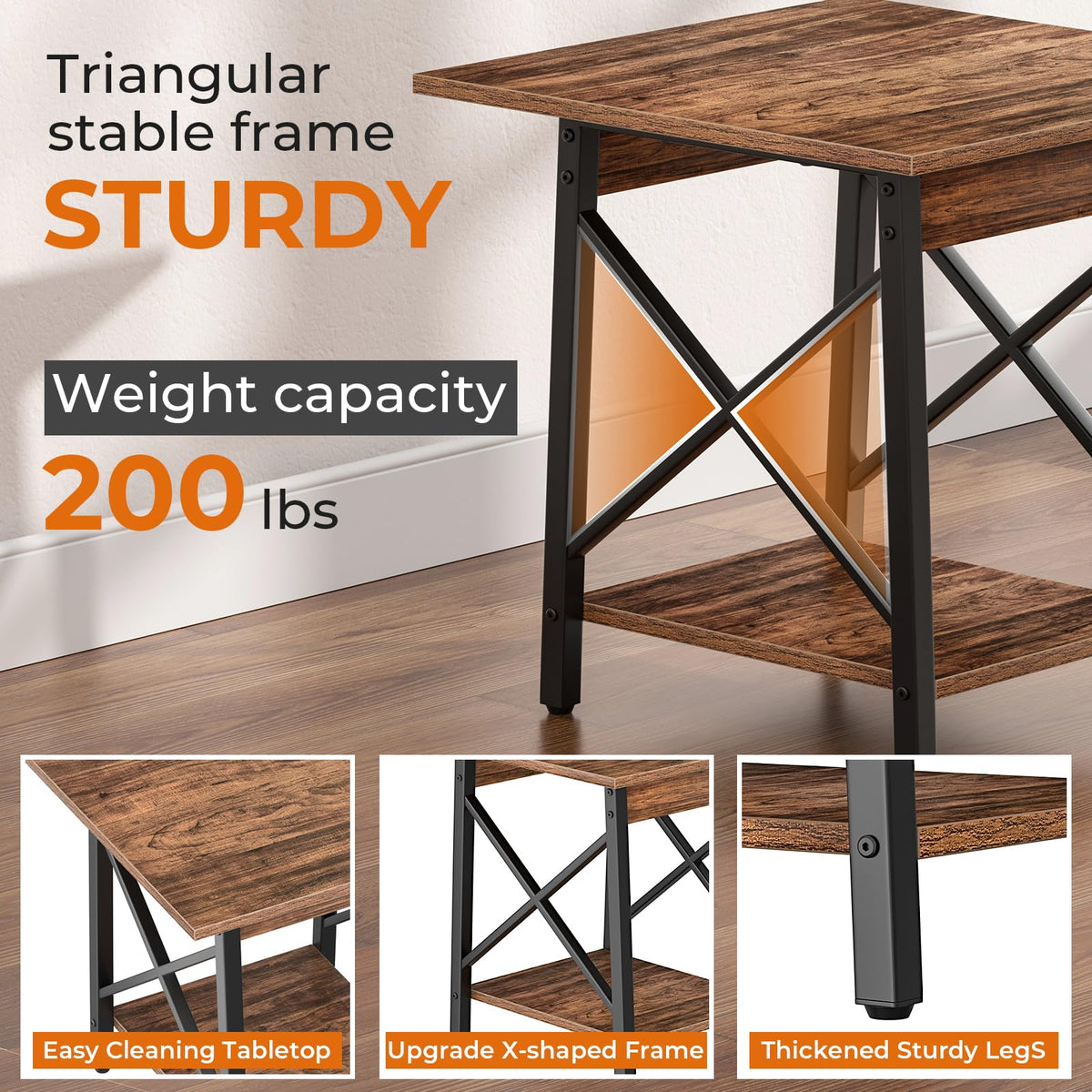 Square End Table with Storage