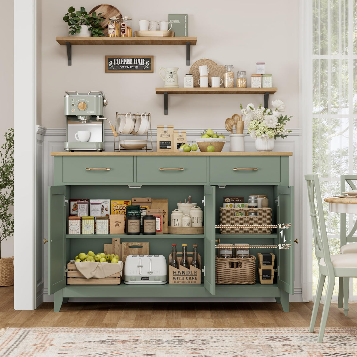 Sage Green Buffet Cabinet