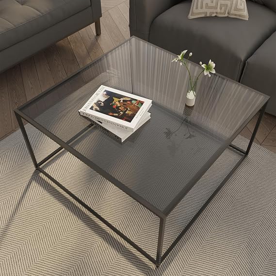 Square Gold Glass Coffee Table