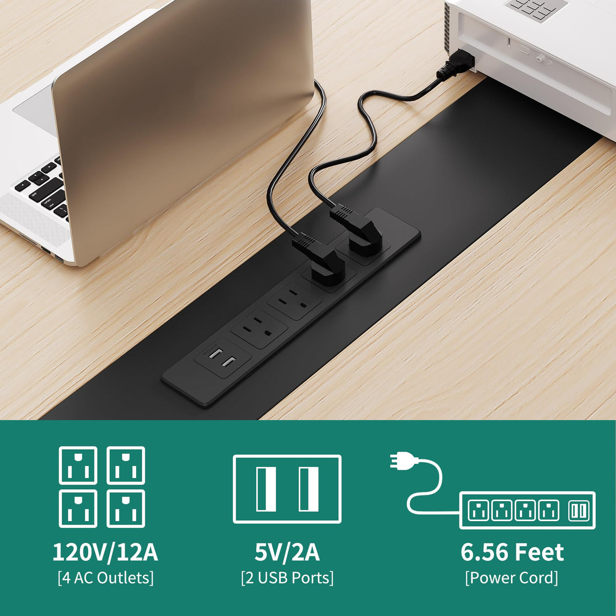 YITAHOME 90" Boat Shaped Conference Table with Power Outlets, Light Wood