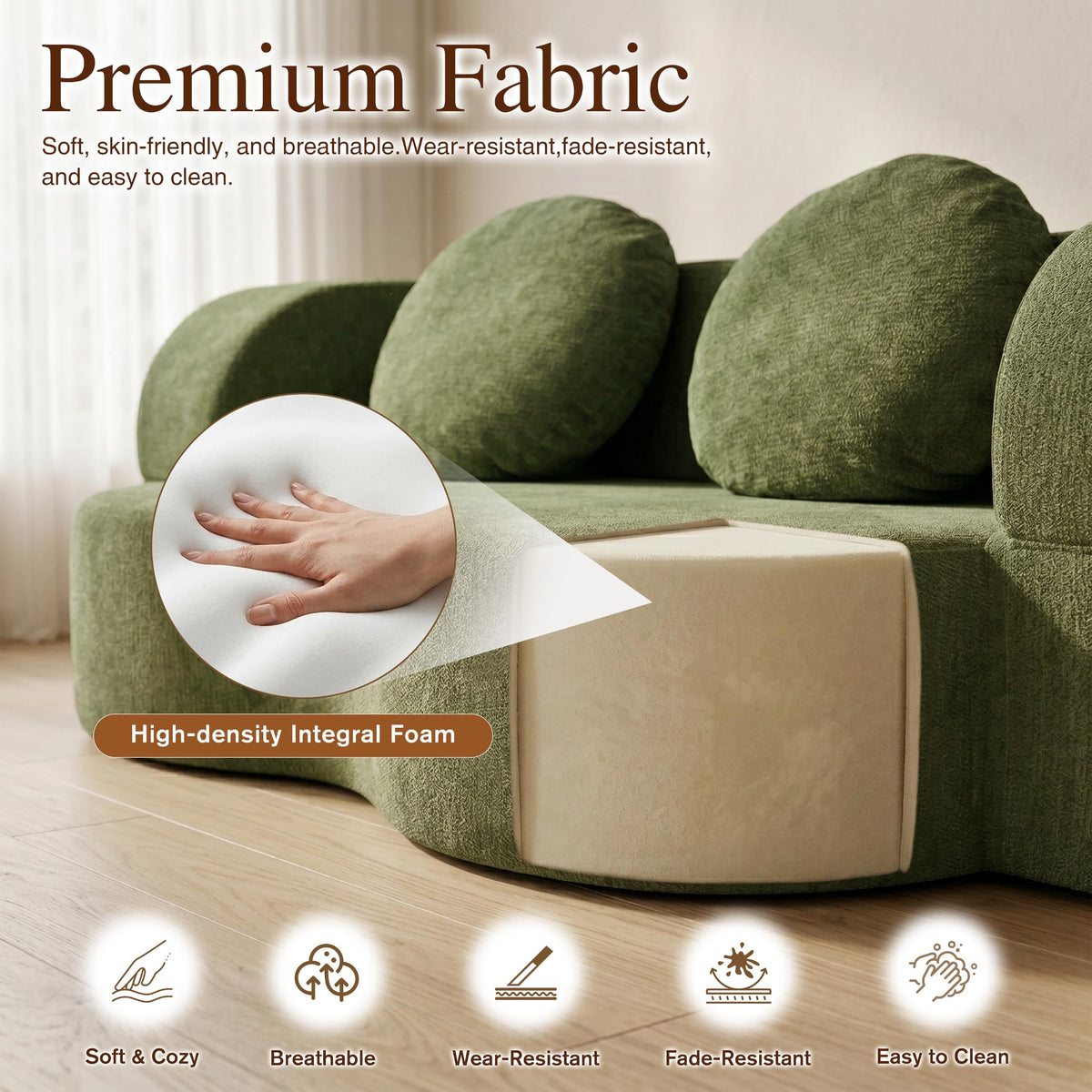 Shintenchi 78" Convertible Sofa Bed, Sleeper Boneless Futon Sofa, Green