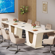 55-Inch Rectangular Conference Table with U-Shaped Base