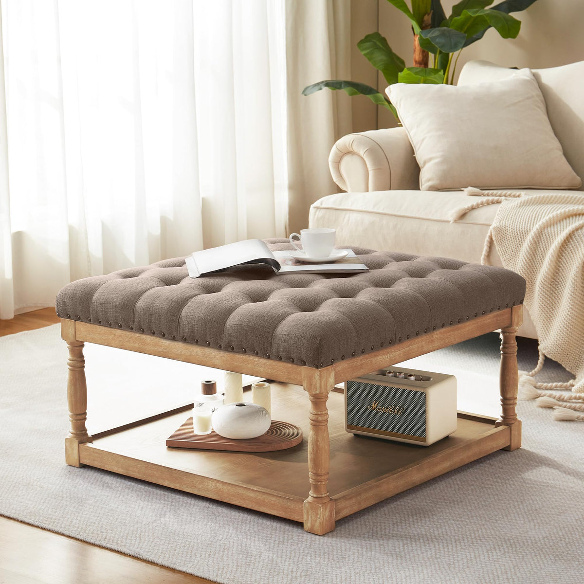 Square Tufted Ottoman Coffee Table