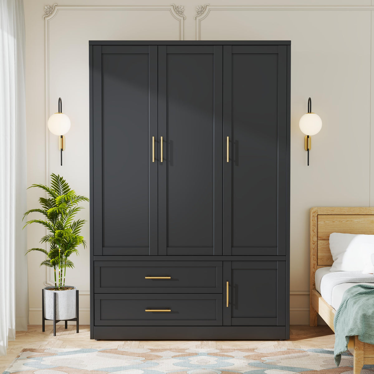GAIOUS Metal Armoire Wardrobe Closet, Freestanding Clothing Storage Cabinet