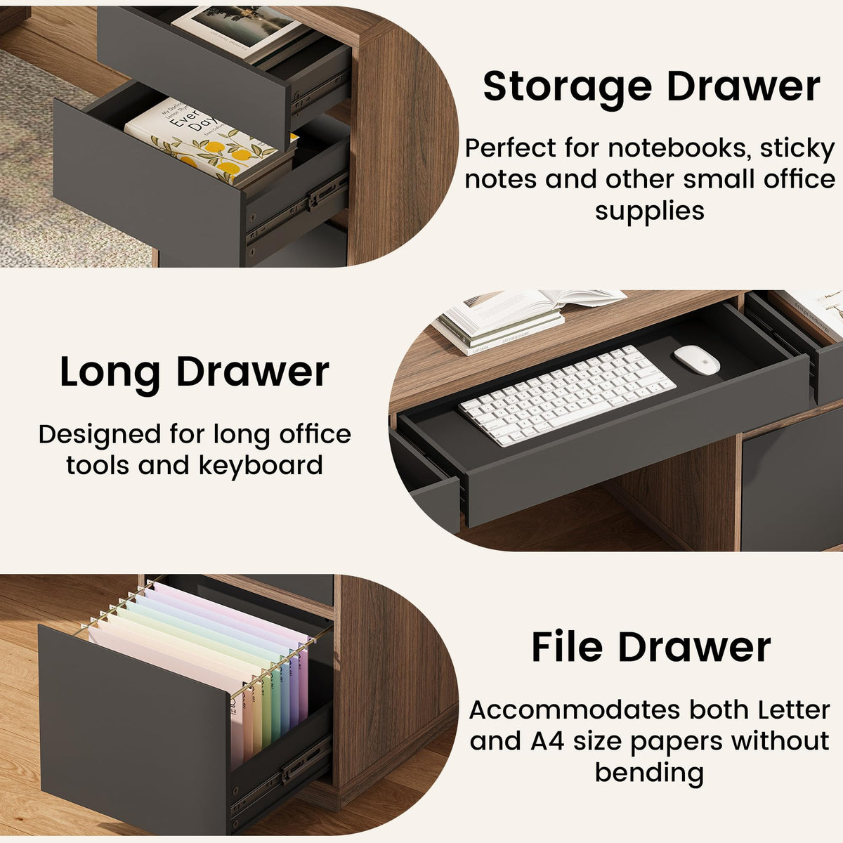 Executive Desk with File Drawers