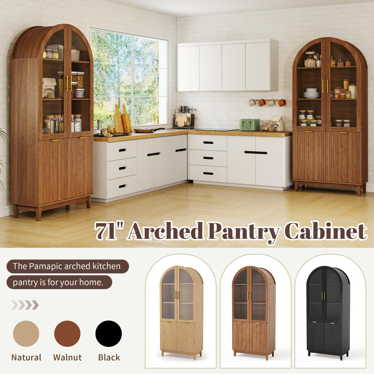 Arched Glass Door Cabinet