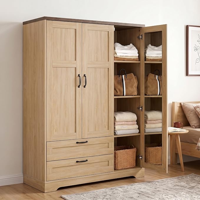 White 3-Door Wardrobe with Mirror