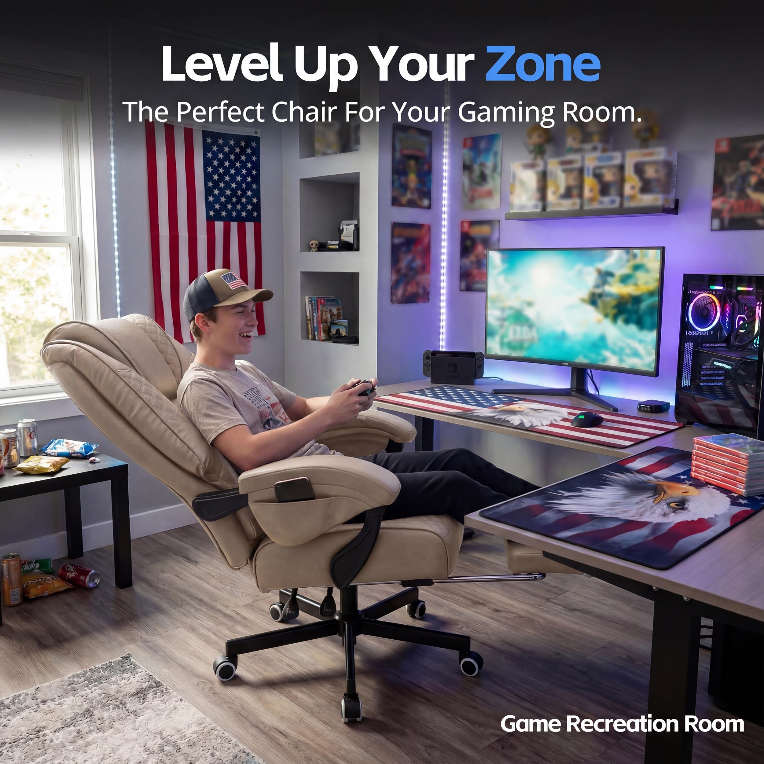 Big & Tall Gaming Office Chair with Footrest & Lumbar Support