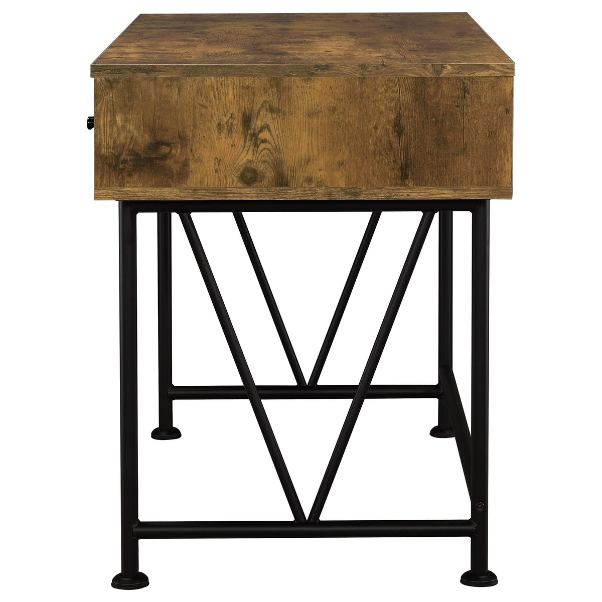 Coaster Home Furnishings - Analiese - Metal and Wood - 2-Piece Computer Desk and Bookcase Set with Three Storage Drawers, Four-Shelf Bookcase - Farmhouse - Home Office - Rustic Nutmeg - 801541-S2
