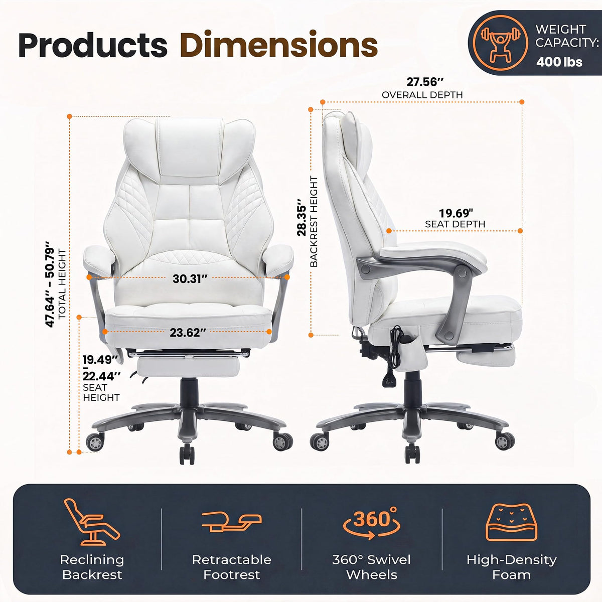 COLAMY Big and Tall Massage & Heat Office Chair, Ergonomic Gaming Chair
