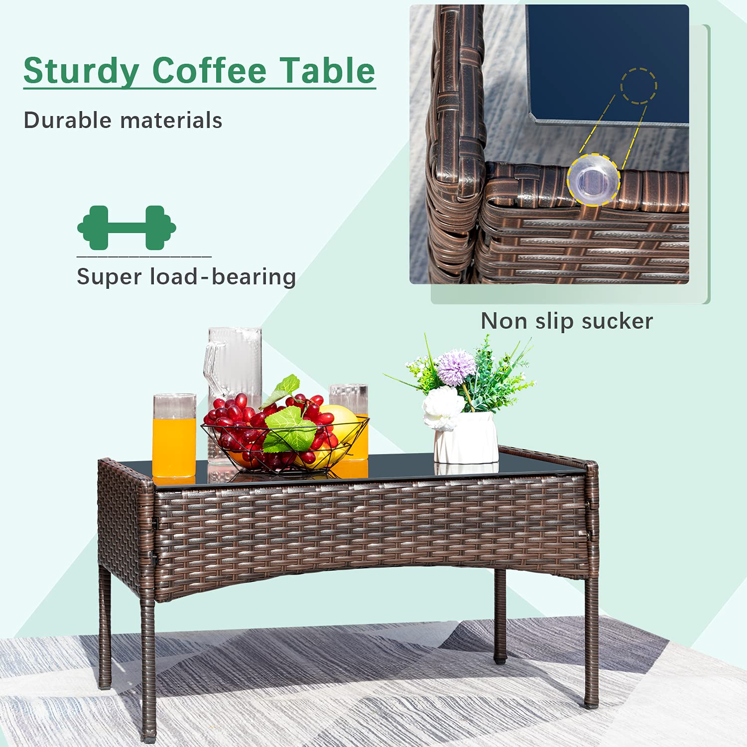 4-Piece Outdoor Rattan Patio Furniture Set