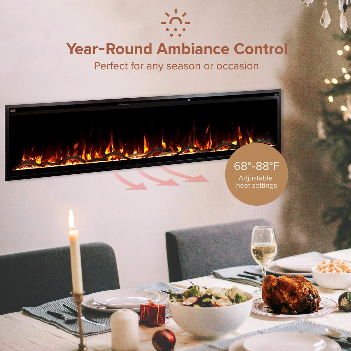 72-Inch Slim Electric Fireplace