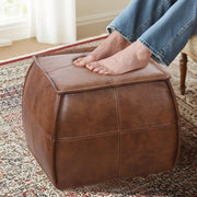 Genuine Leather Pouf Ottoman Footstool