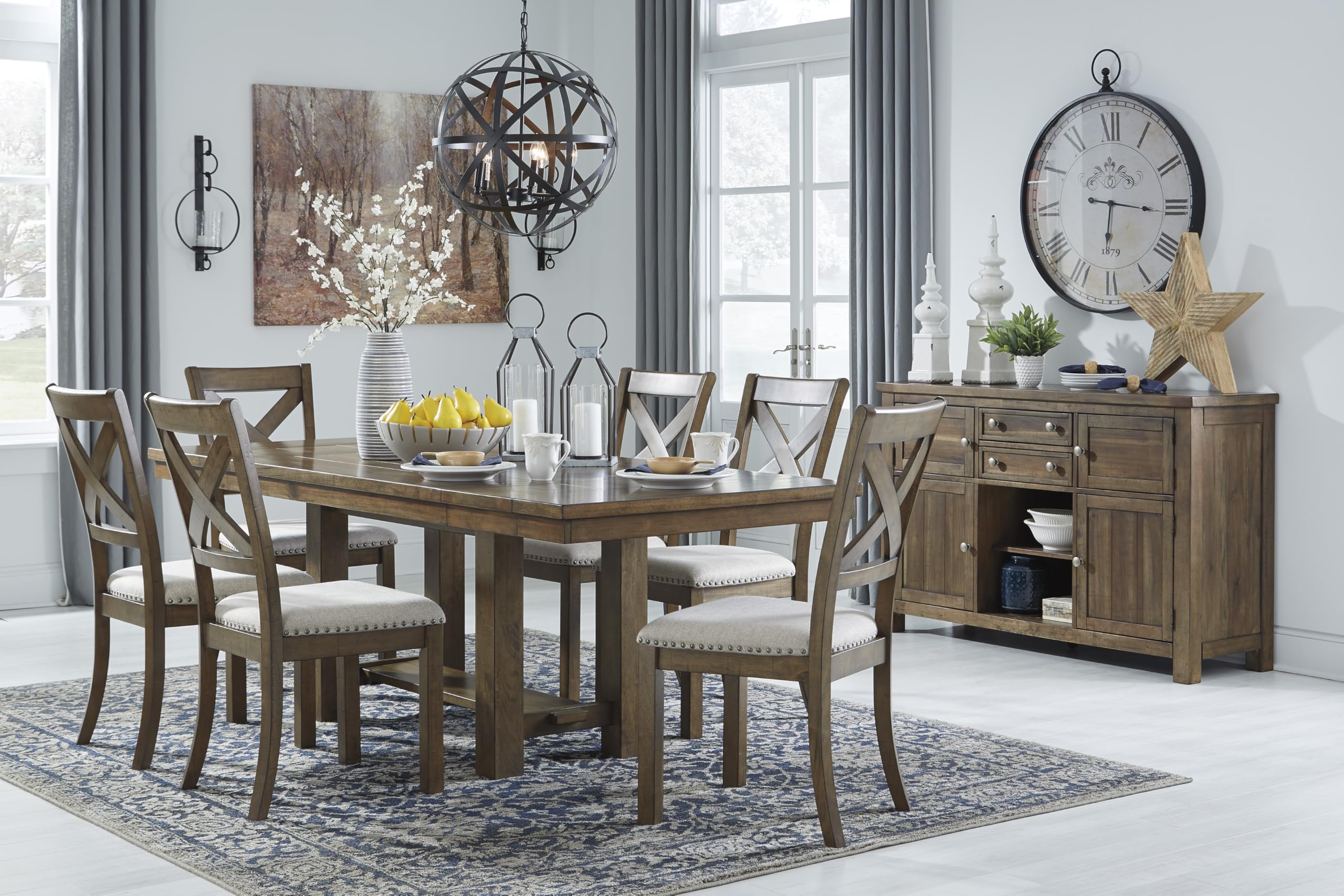 X Back Upholstered Dining Chairs, Set of 2