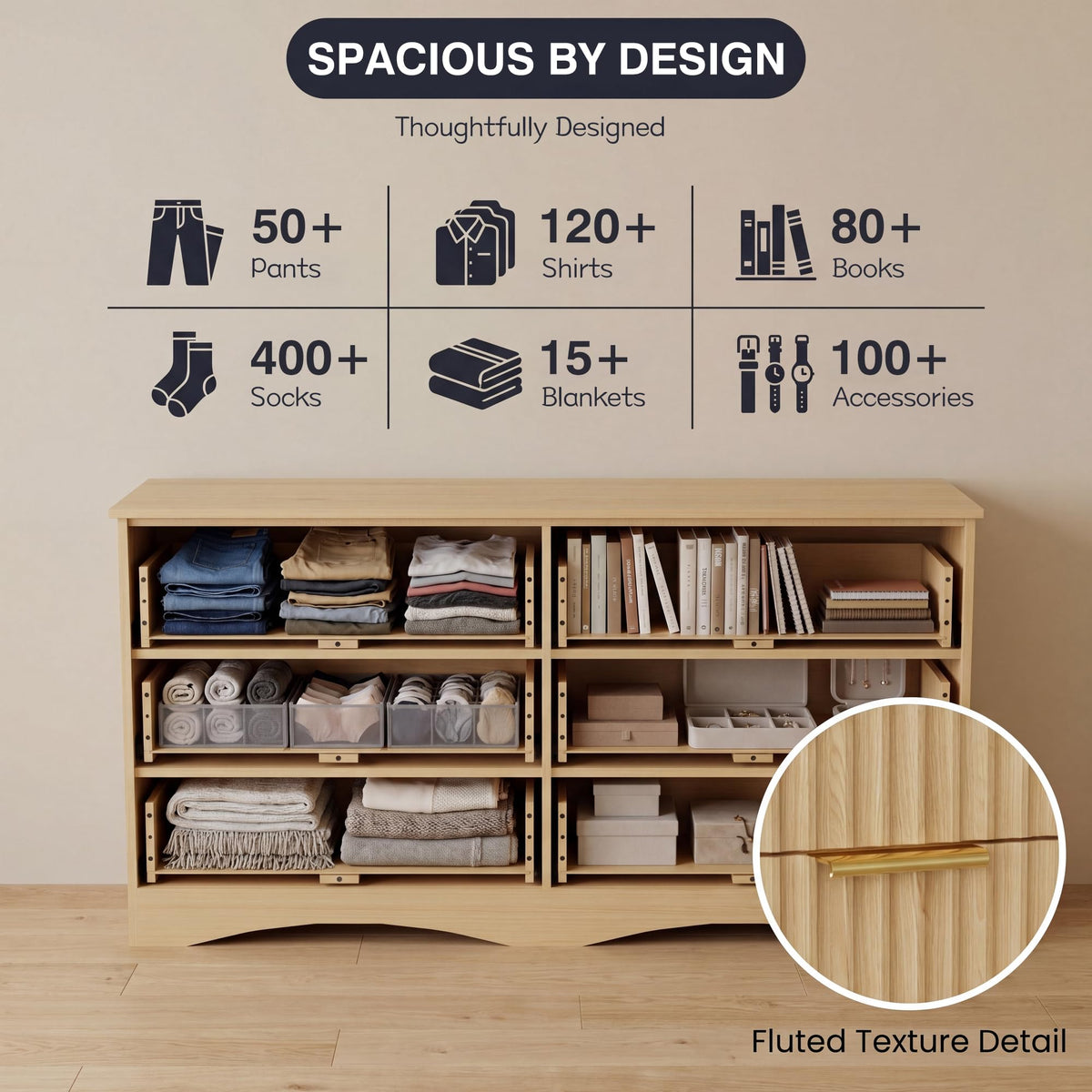 6-Drawer Fluted Dresser