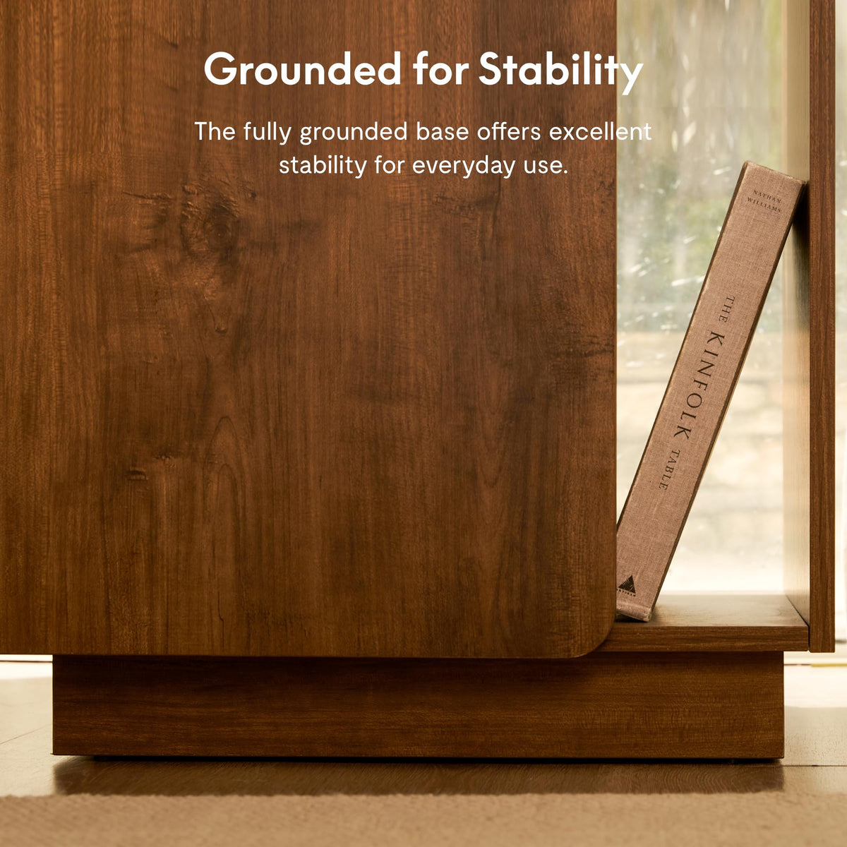 FLEXISPOT Mid-Century Modern Nightstand with Charging Station, Walnut, Left