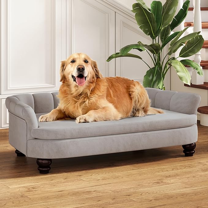 Large Dog Sofa Bed – Velvet, Wood Frame, Washable Cushion