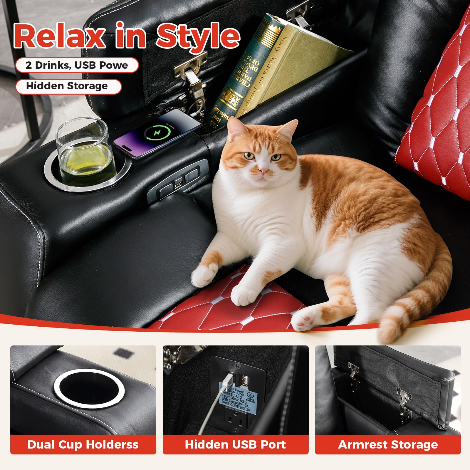 Power Recliner Chair with Adjustable Headrest