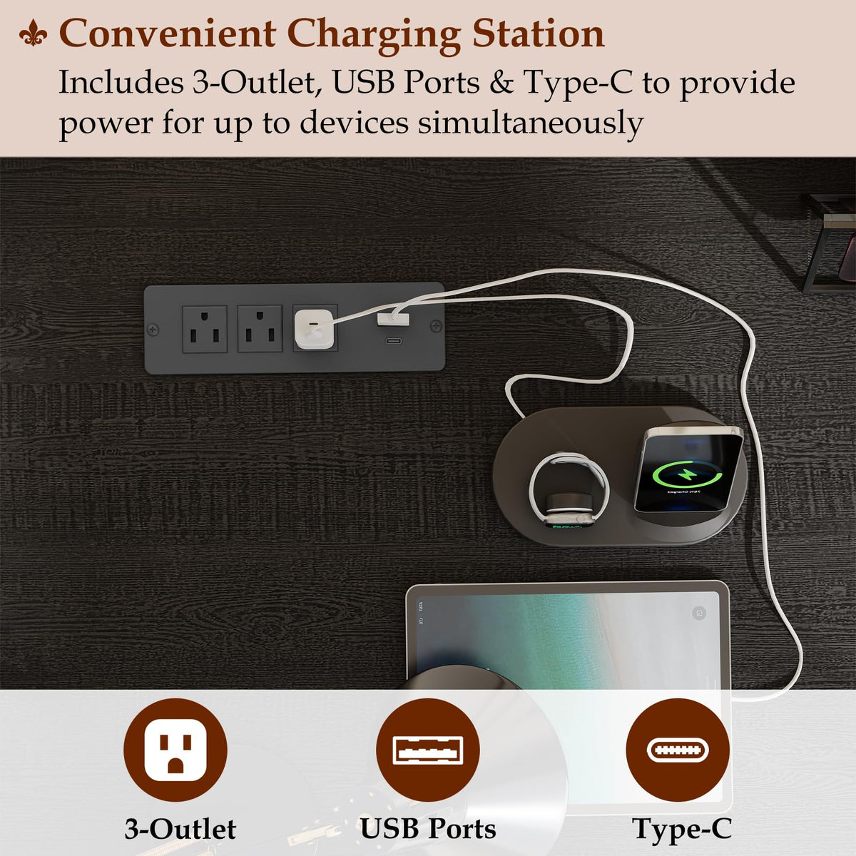 Farmhouse Desk with Charging Station