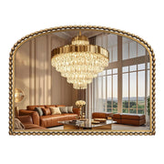 CAVINHOME 40"x30" Wide Arch Wall Mirror, Antique Gold Bold Beaded Frame
