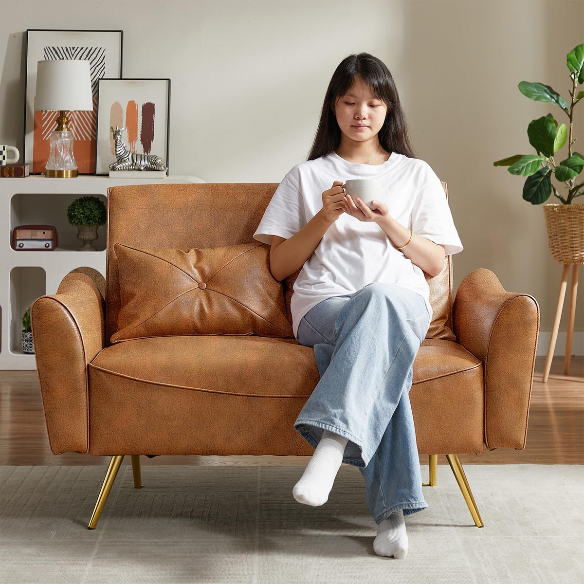 Faux Leather Loveseat