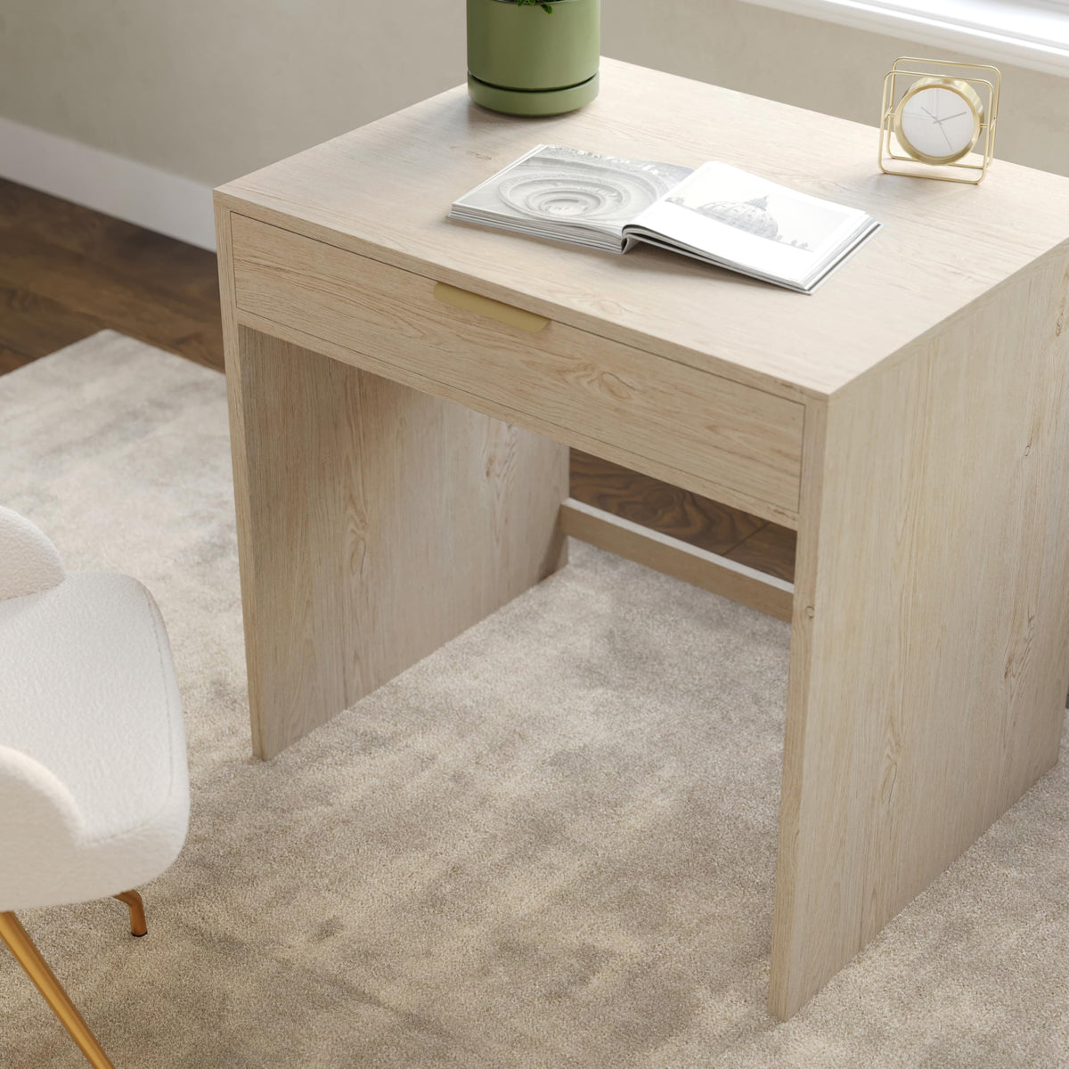 Martha Stewart Kayden Modular Single-Drawer Desk, Light Natural