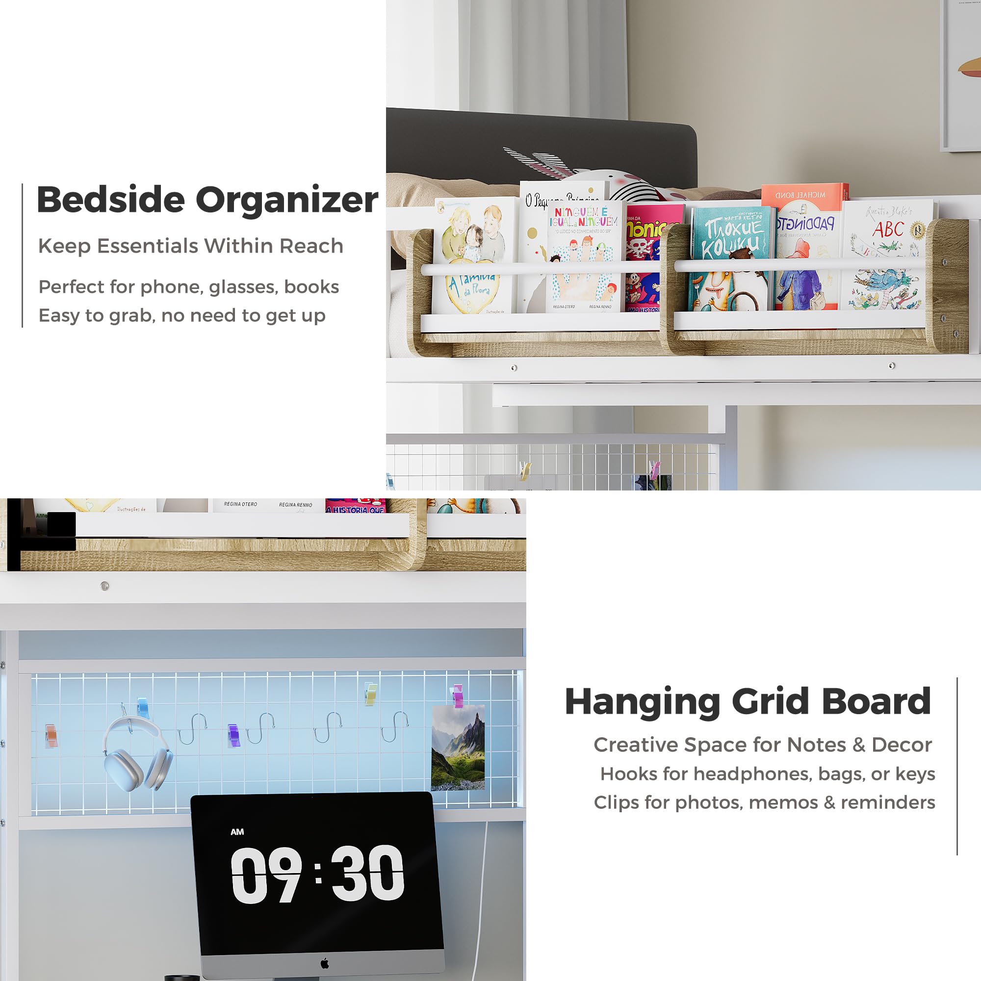 L-Shaped Loft Bunk Bed with Desk & Storage